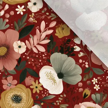 Takoy úplet Takoy vánoční květiny růžová metráž