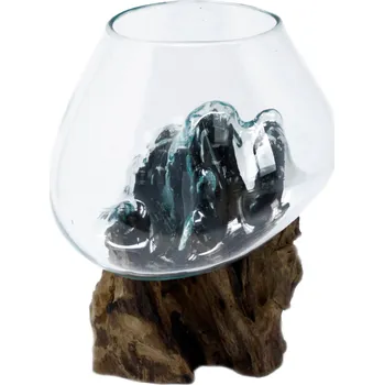 Roztavené sklo na dřevě - Velká mísa