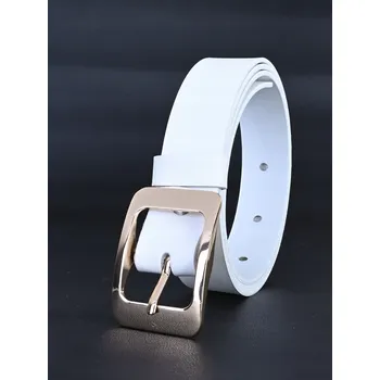 Opasek KOŽENÝ Dámský Pásek 3 cm se ZLATOU PŘEZKOU Bílý