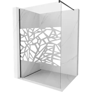 Mexen Kioto sprchová stěna Walk-in 70 x 200 cm, bílý vzor 8 mm, černá - 800-070-101-70-85 Sprchové stěny