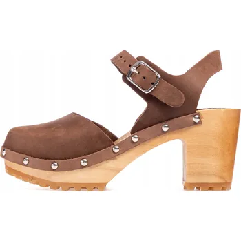 Dámské sandále Dámské dřeváky kožené, pantofle na podpatku sandály velikosti 35-41 PanSzew