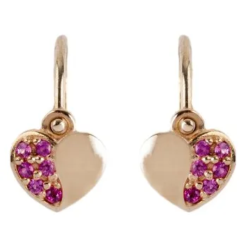 Náušnice rubín - zlaté dětské náušnice (U3-02-5)