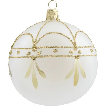 Vánoční dekorace Bella Rose vánoční ozdoba baňka zlatá 8 cm bílá