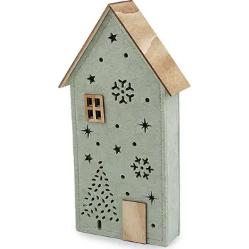 Vánoční filcový domeček svítící, barva 2 zelená šalvěj světlá