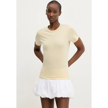 Pánské tričko Bavlněné tričko Abercrombie & Fitch žlutá barva, KI139-5231 KI139.5231.421 10X, vel. L