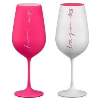 Sklenice Sklen. 550ml, 2ks, LOVE, růžový Crystalex, 40729/550/K0821, DB