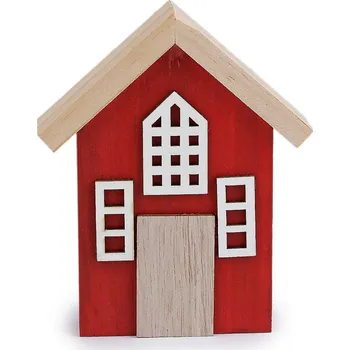 Dekorace celodřevěný domeček, barva 1 červená