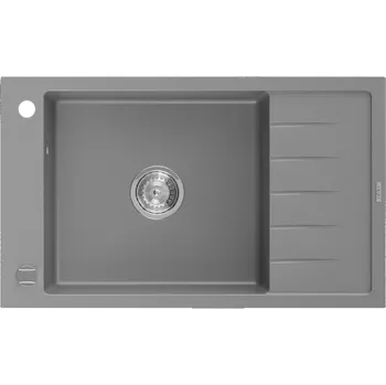 Granitový dřez Mexen Elias jednodřezový granitový kuchyňský dřez s odkapávačem 795 x 480 mm, šedý, syfon chrom - 6511791005-71 Granitové dřezy