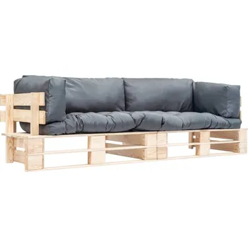 Zahradní pohovka zahrada-XL 2dílná zahradní pohovka z palet s šedými poduškami borovice 277484