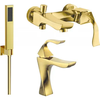 Vodovodní baterie Mexen Estrella R02 vanový set, zlatý - 72303R02-50 Bateriové soupravy