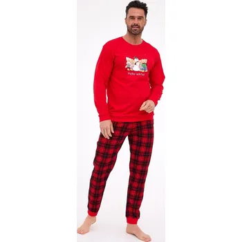 Pánské pyžamo Cornette Pánské vánoční pyžamo s károvanými kalhotami 115/289 Winter dł/r Christmas S-2XL męska Velikost: M, Barva: Červená