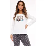 Cornette Smetanovo-šedé dámské plus size vánoční pyžamo 855/428 Friends dł/r Christmas 3XL-5XL Velikost: 5XL, Barva: Smetanová