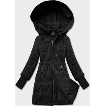 Černá dámská prošívaná bunda pro přechodné období s úpletovými stahovacími lemy Libland (LD-7775) odstíny černé M (38)