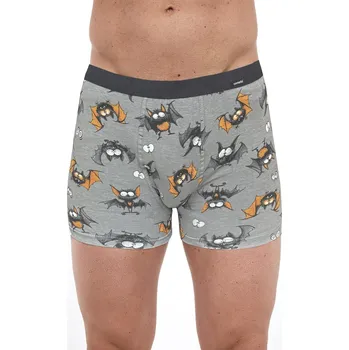 Boxerky Cornette Šedé pánské boxerky se zábavným vzorem Tattoo 280/252 Bat S-2XL Velikost: XL, Barva: Šedá