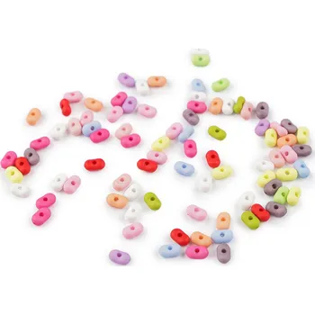 Korálek Plastové korálky peanut, barevný mix 4x6 mm, barva 1 mix světlý mat
