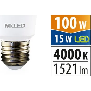 Žárovka MCLED Žárovka LED 15W-100 E27 1521lm 4000K úhel 200° ML-321.101.87.0