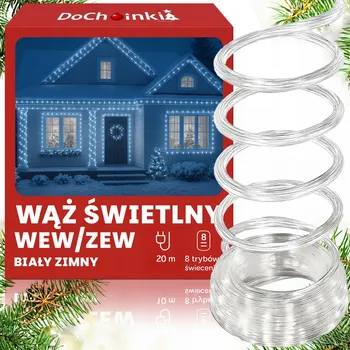 Vánoční dekorace SVĚTELNÝ LED HAD 20M 480 LED DIOD STUDENÁ BÍLÁ VÁNOČNÍ OSVĚTLENÍ NA STROMEČEK VENKOVNÍ