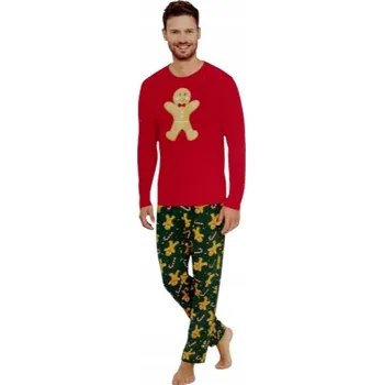 Pánské pyžamo Pánské pyžamo Cleve bavlněné vánoční perníkový panáček XXL 44