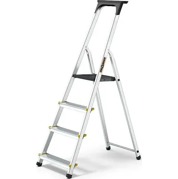 Žebřík DRABEST Schůdky hliníkové Drabest, 125kg, 4 stupně, s odkládací policí