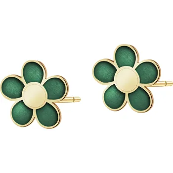 Náušnice Zlaté náušnice se smaltem - květy - AP541-8438