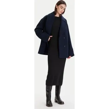 Dámský kabát Calvin Klein Vlněný kabát LV044D549G Tmavomodrá Relaxed Fit L