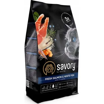 Krmivo pro kočku SAVORY KRMIVO SUCHÉ KRMIVO PRO DOSPĚLÉ KOČKY ČERSTVÝ LOSOS A BÍLÁ RYBA 2KG