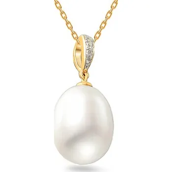 Přívěsek Perlový přívěsek s brilianty 0,020 ct IZBR111 + dárkové balení LUXUS zdarma