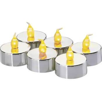 Vánoční dekorace LED dekorace – čajová svíčka stříbrná, CR2032, vnitřní, vintage, EMOS DCCV12