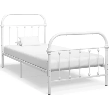 Postel zahrada-XL Rám postele bílý kov 100 x 200 cm 284493