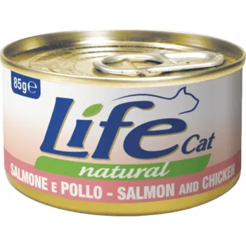 Krmivo pro kočku LIFE CAT KONZERVA 85G LOSOS A KUŘE