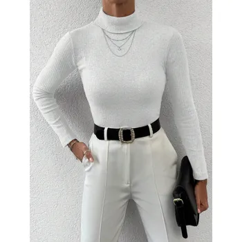 Dámský svetr Dámský žebrovaný rolák Barva: Bílá, Velikostní tabulka: S