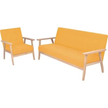 Pohovka zahrada-XL 2dílná sedací souprava textilní čalounění žlutá 274917