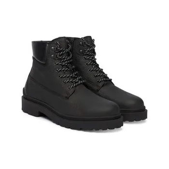 Pánské tenisky Tommy Jeans Kotníková obuv Tjm Lace Up Boot Leather EM0EM01629 Černá 45