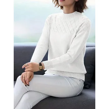 Dámský svetr Dámský pletený svetr Barva: Bílá, Velikostní tabulka: S