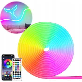 LED osvětlení NEONOVÁ LED PÁSKA 20M RGB OVLÁDANÁ APLIKACÍ A DÁLKOVÝ OVLADAČ, VODĚODOLNÁ, 24V