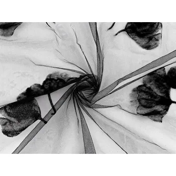 Tyl s listy ginkgo, barva černá