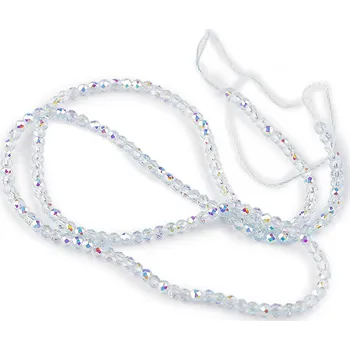 Korálek Skleněné korálky broušené ohňovky 2 mm s AB efektem, na šňůrce Varianta: 7 modrá ledová AB, Balení: 1 sáček