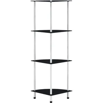 Knihovna zahrada-XL 4patrová police černá 30 × 30 × 100 cm tvrzené sklo 249520