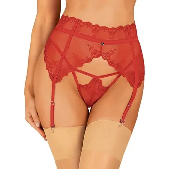 Smyslný podvazkový pás Lonesia garter belt - Obsessive Barva: červená, Velikost: L/XL