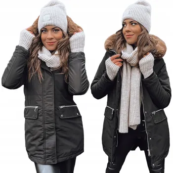 Dámská parka DÁMSKÁ ZIMNÍ PARKA S KAPUCÍ TY4087 černá XXL