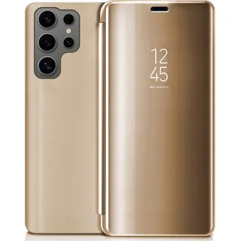 Pouzdro na mobilní telefon Flipové pouzdro BBE CASE pro Samsung Galaxy S24 Ultra 5G SM-S928 MIRROR CASE zlaté