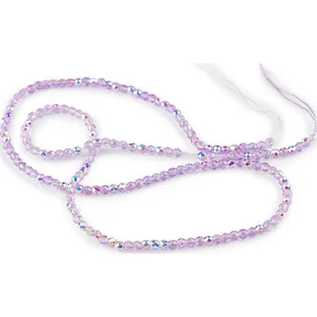 Korálek Skleněné korálky broušené ohňovky 2 mm s AB efektem, na šňůrce Varianta: 4 fialová sv. AB, Balení: 1 sáček