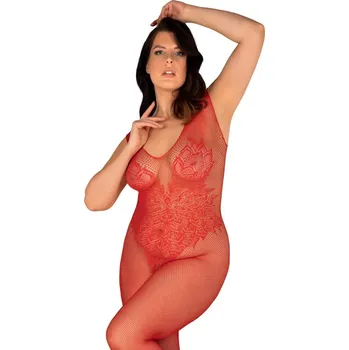 Dámské erotické body Žhavé body N112 bodystocking red XL/XXL - Obsessive Barva: červená, Velikost: XL/XXL