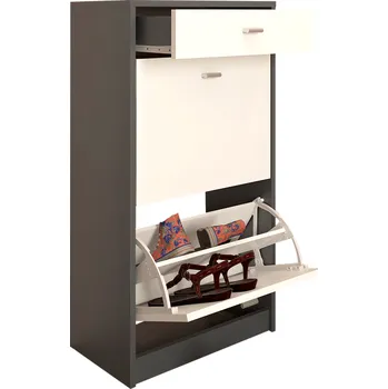 Botník Tempo Kondela Dvouřadý botník, bílá / grafit, VIVAT NEW TYP 1