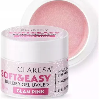 Přípravek na nehty Claresa Stavební Gel Soft & Easy GLAM PINK 90g