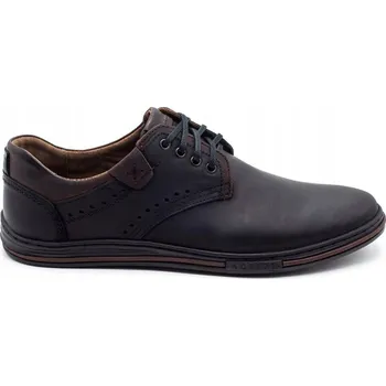 Pánské polobotky PÁNSKÉ BOTY POLSKÉ KOŽENÉ CASUAL 402 ČERNÉ VEL. 47