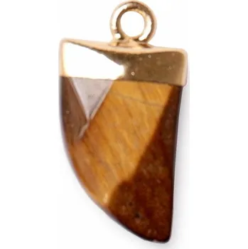 Drahý kámen Tygří oko fasetové přívěsek Žraločí zub cca 2 cm