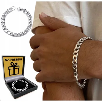 Náramek Stříbrný pánský náramek MASIVNÍ Náramek 22cm Pancéřový Vzor + DÁREK