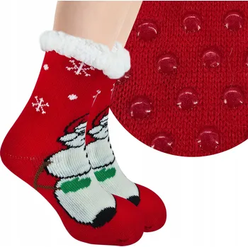 Dámské ponožky NETi Silné Vánoční Měkké Ponožky Dámské Zimní Teplé Domácí Ponožky s ABS