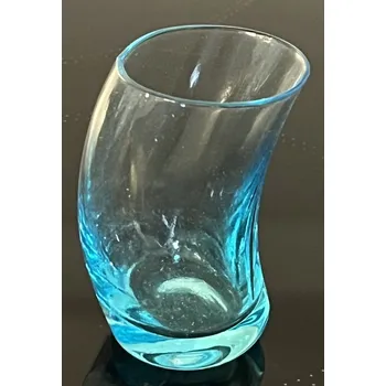 Stojan na víno Odlivky ohnuté modré, sada 6 ks